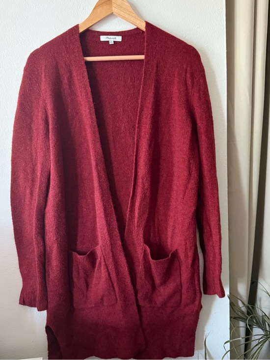Madewell Sweaters - Madewell Open-Front Long Cardigan in Wine Red